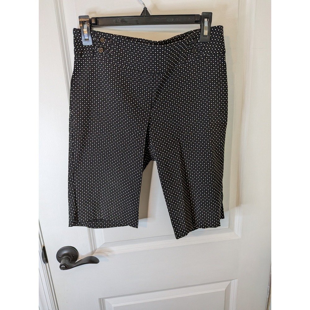 Soho Apparel Ltd Womens Black White Micro Dot Bermuda Shorts Size M 1183896